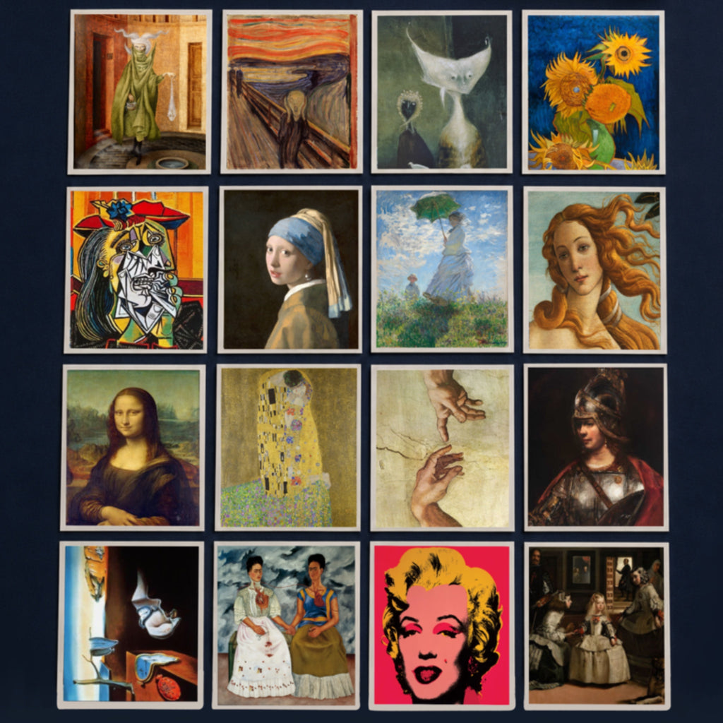 Colección 16 prints postales (historia del arte) + Marco