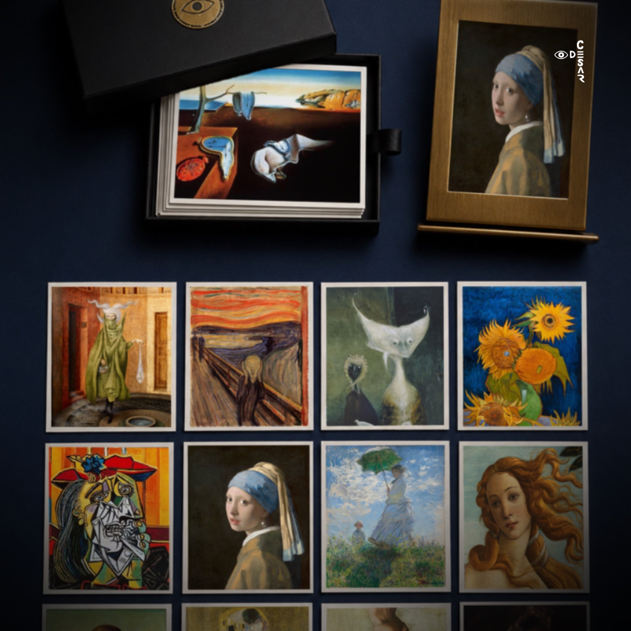 Colección 16 prints postales (historia del arte) + Marco